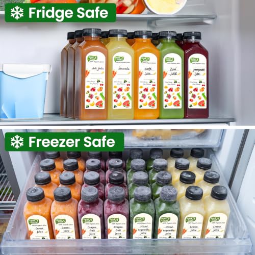 24 PACK, 16 OZ Reusable Thicker Plastic Juice Bottles with Caps, Leakproof | Plus 24 Labels & 2 Funnels, Clear Juicing Bottles for Juice, Smoothies, Ginger, Tea, Coffee -Food Grade & Travel & Freezable - size: 16oz