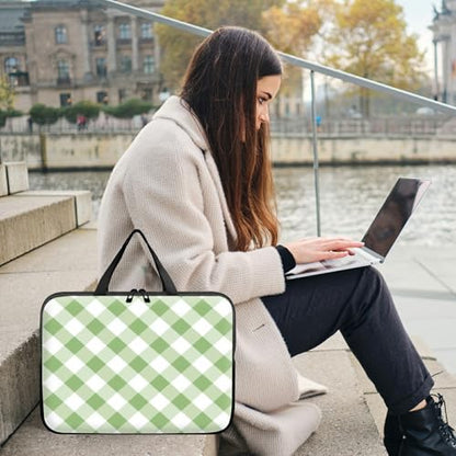 Laptop Sleeve Case Bag 13 inch, Green and White Checkered Slim Carrying Case Handbag Travel Laptop Bag for 13 inch MacBook Air M3/M2/Pro M2/ 13" iPad Pro/Air M4/M2 2024 - color: Green and White Checkered, size: 13 inch