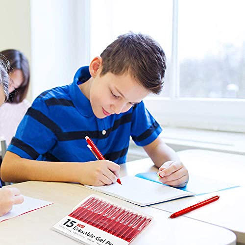 Lineon Erasable Gel Pens, 15 Pack Red Retractable Erasable Pens Clicker, Fine Point, Make Mistakes Disappear, Red Ink for for School & Office - color: 15 Pack Red