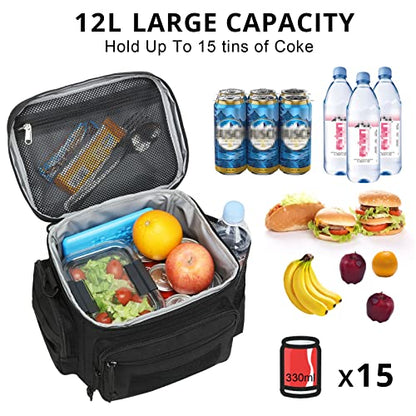 ATRIPACK Lunch Box for Men, Tactical Lunch Bag MOLLE Webbing Leakproof Insulated Large Lunch Cooler Women Adult Meal with Adjustable Shoulder Strap Durable Lunch Pail(Black) - color: Black, size: Medium
