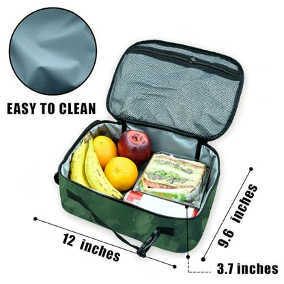 Camo Flag Deer Lunch Box Insulated Reusable Lunch Bag Tote Cooler for Women Men Boy Girl School Work Office Picnic - color: Camo Flag Deer