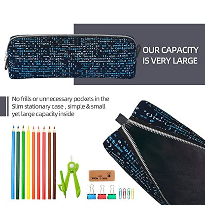Pencil Case Cool Coding Code Big Capacity Pen Case Pencil Bag Pouch Holder Box for School Office Girls Boys Adult