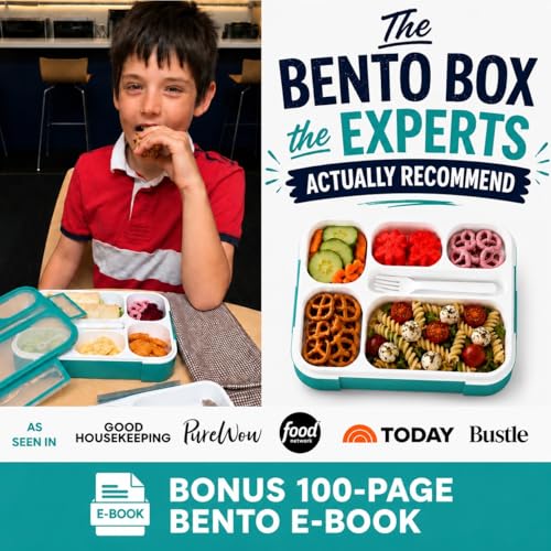 kinsho Bento Box Lunch-Box Containers for Kids, Adults | 6 Compartment Lunch-Boxes | Leakproof School Bentobox, Snack or Meal Portion Container | BPA-Free, Teal - color: Teal