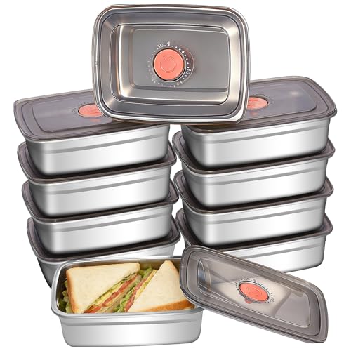 GIUOIDUO 10 Pack Stainless Steel Food Storage Containers with Leak-Proof Lids, 37oz Reusable Metal Meal Prep Lunch Boxes, Stackable, Dishwasher Safe for Snacks, Fruits & On-the-Go Meals, BPA-Free - color: 10 pieces (10 pieces of 37oz)
