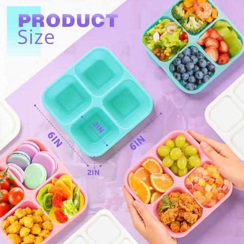 4 Pack Snack Containers Bento Box Adult Lunch Box,Meal Prep Container, Reusable Food Storage lunch Containers Stackable for Work, Travel and Gym (Pink, Green) - color: Pink, Green