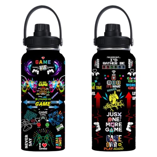 Gamer 32oz Water Bottle Gaming Gifts for Kids Teen Game Boys Son Adults Gaming Tumbler Presents Gamers Birthday Party Christmas Game Decor Gift Gamer Cup - color: Gamer