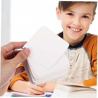 Pre Punched Hole Index Cards with Binder Ring 200pc Blank Flash Cards for Learning - size: 9.8X9.8X0.01CM