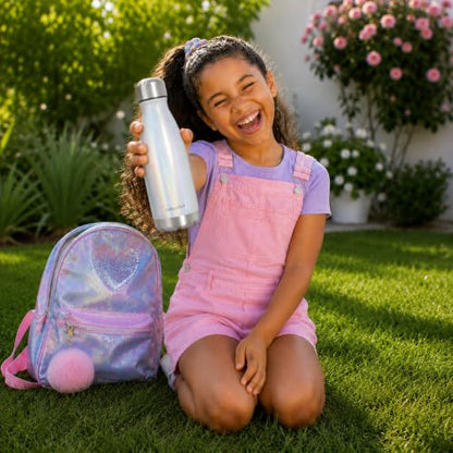 CHILLOUT LIFE 12oz Kids Insulated Stainless Steel Water Bottle, Leak Proof | Small Metal Water Bottle, Keeps Drinks Cold 24H & Hot 12H, Leak-Proof Screw Lid, Perfect for School, Travel & Sports - color: Holographic Sparkle