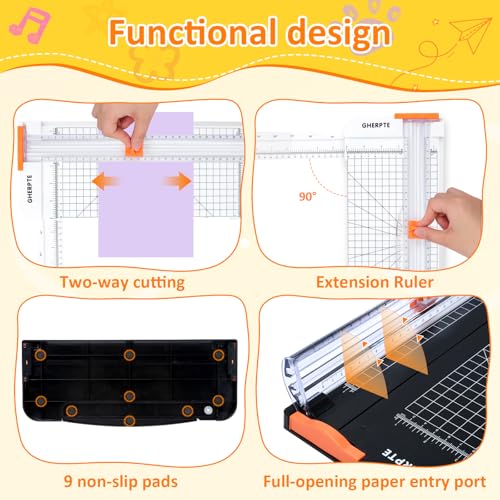 2 Set A4 Paper Cutter 12 Inch Titanium Paper Trimmer Scrapbooking Tool with 2pcs Replacement Blades with Automatic Safety Guard and Side Ruler for Craft Paper,Cardstock,Photo,Coupon, Label - color: Black+white(2 Set)