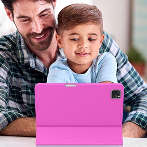 ZryXal iPad Pro 11 Inch Case (M5) 2025/ (M4) 2024 (Model: A2836/A2837/A3006), Trifold Stand Smart Cover with Pencil Holder and Soft TPU Back, Auto Wake/Sleep (Deep Pink) - color: Deep Pink