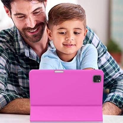 ZryXal iPad Pro 11 Inch Case (M5) 2025/ (M4) 2024 (Model: A2836/A2837/A3006), Trifold Stand Smart Cover with Pencil Holder and Soft TPU Back, Auto Wake/Sleep (Deep Pink) - color: Deep Pink
