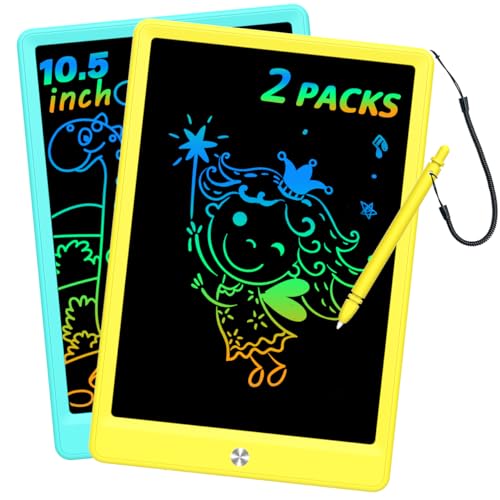 BUKEBU LCD Writing Tablet Doodle Board, Colorful Drawing Pad, Electronic Drawing Tablet, Drawing Pads,Travel Gifts for Kids Ages 3 4 5 6 7 8 Year Old Girls Boys (10.5 inch, Blue&Yellow) - color: Blue&yellow, size: 7"W x 10.4"H