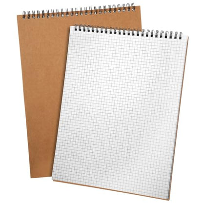 Engrowtic 2 Pack Top Spiral Graph Paper Notebooks 8.7 X11.4 Inch A4 Grid Paper Notepad 70 Sheet Memo Steno Pad for Engineering Writing Sketching Drawing School Office Supplies (Kraft) - color: Kraft