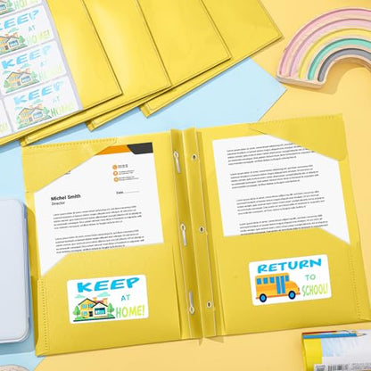 Henoyso 24 Set Take Home Folders with Clear Front Pocket, School-to-Home Communication Folder Bulk for Back to School Classroom, Heavy Duty Plastic Parent-Teacher Homework Folders (Yellow) - color: Yellow