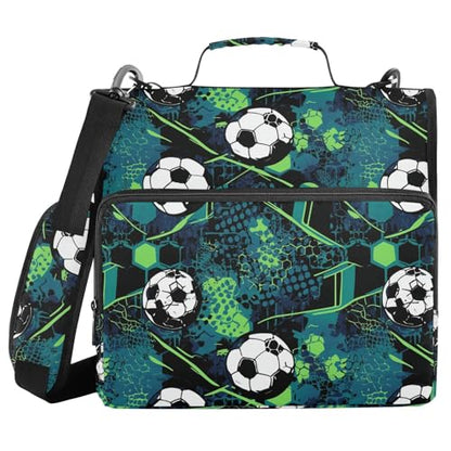 Grunge Zipper Binder 3 Ring Binder with Zipper 1.5 Inch Shoulder Strap & Handle Binders Organizer Bag Football Vectors - color: Red