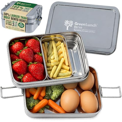 Stackable Stainless Steel Bento Box for Adults, 6 Cup with Snack Pod | Crack-Resistant, Secure Locks, Eco-Friendly Lunch Container for Work, Office & Travel