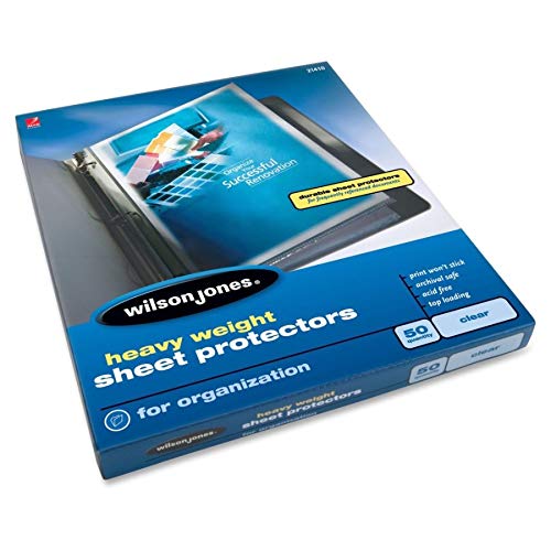 Wilson Jones Sheet Protectors, Heavy Weight, Top-Loading, Clear, 50 Sheets/Box (W21410) - size: 50/Box, style: Clear