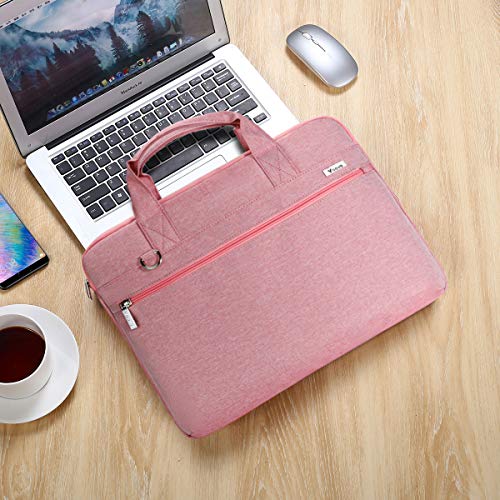 Voova Laptop Bag 17 17.3 Inch, 360° Protective Laptop Case Sleeve with Shoulder Strap Compatible with 17-18 Inch Lenovo Asus Acer Dell Hp, Waterproof Computer Bag Slim Briefcase for Women, Pink - color: Pink, size: 17-17.3 inch