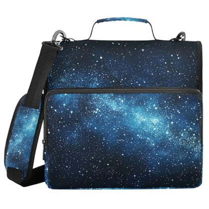 Blue Star Zipper Binder 3 Ring 1.5 Inch School Binder Organizer with Shoulder Strap Handle File Folder Pockets Large Capacity Students Girl Boy Men Office Work - color: Blue Star