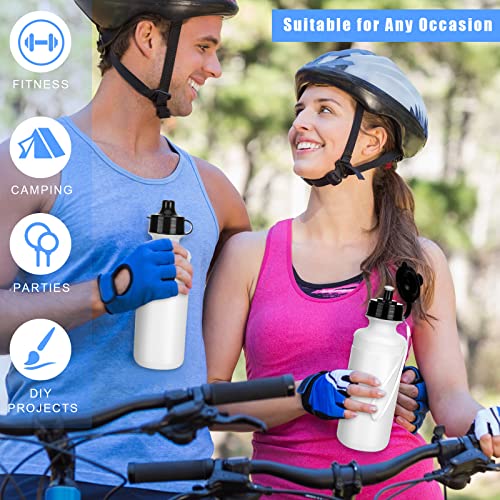Zubebe 36 Pcs Sports Water Bottles Bulk Squeeze Reusable Plastic Water Bottles Back to School Supplies Summer Gifts for Students School Travel Hiking Cycling Event Team Gift - color: White