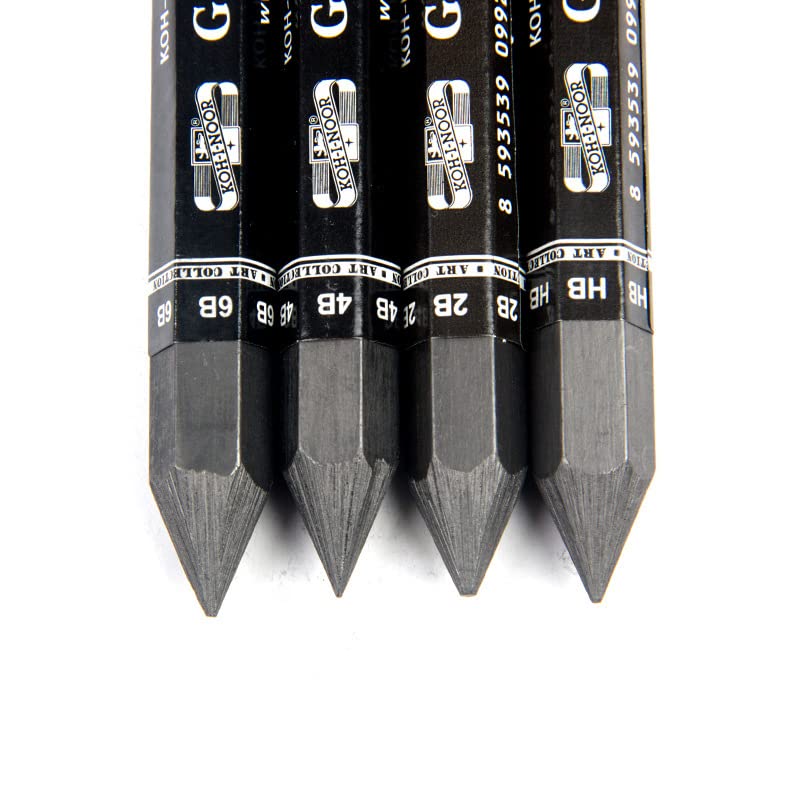 4Pcs Graphite Stick Set HB 2B 4B 6B Woodless Hexagonal Pencil Graphite Crayon for Adults Artist Sketching Drawing Shading Art Supplies