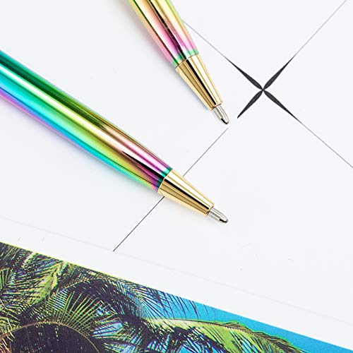 mollensiuer 3 Pieces Rainbow Metal Ballpoint Pen Retractable Crystal Pens Creative Signature Pens with 10 Pcs Replacement Refills for Office Supplies, Decorations, Women Gifts