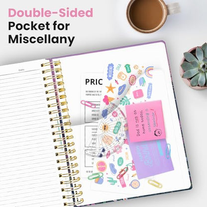 Large Spiral Lined Notebook for Work with Dividers & Tabs, 8.5"x11" Hardcover 5 Subject Notebook, College Ruled, 280 Pages, Twilight Bloom - color: A - Twilight Bloom