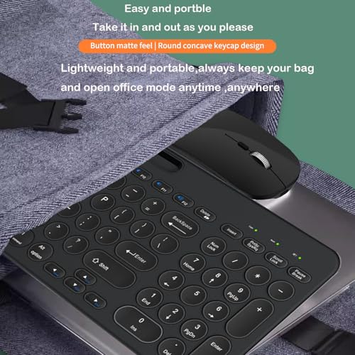 Wireless Keyboard and Mouse Combo with Phone Tablet Holder, Rechargeable Dual-Mode (Bluetooth 5.0 and 3.0 +2.4G) Multi-Device Silent Mouse for Windows, iPad, Tablet, MacOS,iOS,Android(Black) - color: Black