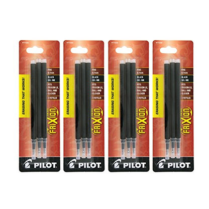 4PACK Pilot FriXion Gel Ink Erasable Pens Refill 3/pk Fine Black/Blue/Red(77335)