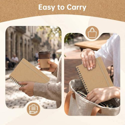 Watersay 30 Pcs Small Spiral Notebooks A6 with Straps, Multicolor 5" x 7" Pocket Notebooks Mini Lined Journals 50 Sheets for Back to School Supplies Students Rewards Office Gifts(Natural Wood) - color: Natural Wood