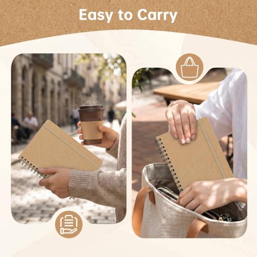 Watersay 30 Pcs Small Spiral Notebooks A6 with Straps, Multicolor 5" x 7" Pocket Notebooks Mini Lined Journals 50 Sheets for Back to School Supplies Students Rewards Office Gifts(Natural Wood) - color: Natural Wood