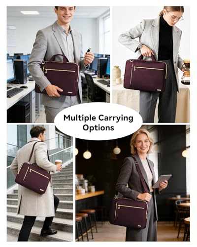 Laptop Case Bag Women Men Computer Sleeve Compatible with MacBook/Dell/HP/Acer/ASUS/LG, Waterproof Shoulder Carrying Briefcase, Red, 17-17.3 Inch - color: Wine Red, size: 17.3 inch