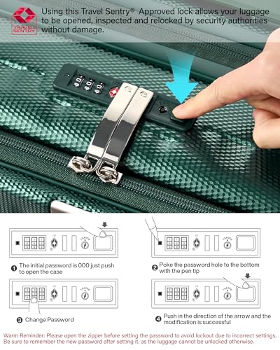 Hanke 24 Inch Expandable Luggage Top Opening Checked Bag Luggage Hard Shell Suitcases with Wheels Lightweight Travel Luggage Medium Suitcase with Lock for Woman Men-Blackish Green - color: Blackish Green, size: 24 Inch Expandable