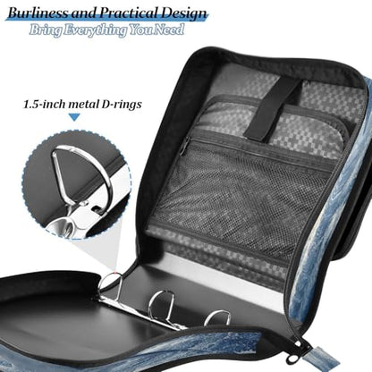 3 Ring Zipper Binder Ocean Wave Shark Binders Bag with Shoulder Strap 500 Sheets Paper Organizer Trapper Keeper Documents Storage File Folder for School Office - color: A2398