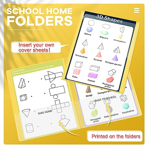 Henoyso 400 Pcs Take Home Folders 2 Inside Pockets, Parent Teacher Communication Folder for Students Homework with Clear Front Pocket Heavy Duty, School Classroom Supplies, 11.8 x 9.45 Inch (Yellow) - color: Yellow
