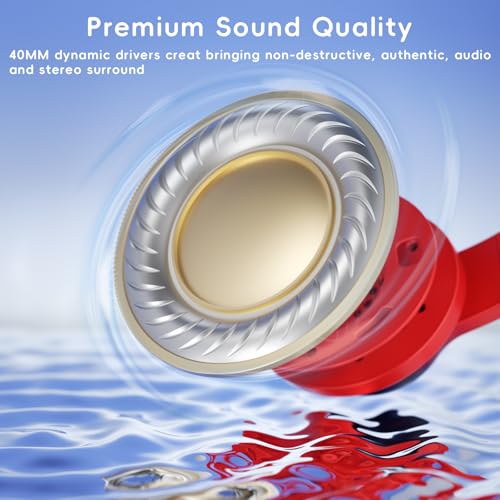 Candy Bila Kids Headphones, Wired Headphones for Kids Over Ear with Microphone, 85/94dB Volume Headphone for Girls Boys, Foldable Headphone for Learning & Entertainment, Gradient red to Dark Blue - color: Gradient Red to Dark Blue