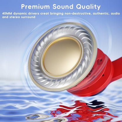 Candy Bila Kids Headphones, Wired Headphones for Kids Over Ear with Microphone, 85/94dB Volume Headphone for Girls Boys, Foldable Headphone for Learning & Entertainment, Gradient red to Dark Blue - color: Gradient Red to Dark Blue