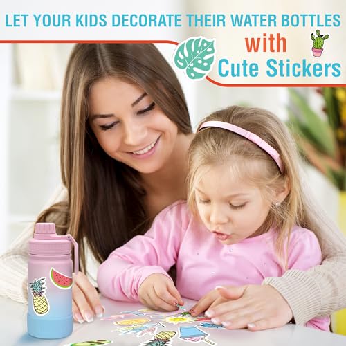 CHILLOUT LIFE 17oz Kids Insulated Stainless Steel Water Bottle with Leak Proof Spout Lid & 144 Stickers - color: Black, style: 17 oz