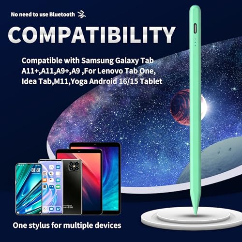 Stylus Pen Android for Samsung Galaxy Tab A11+/A11/A9/A9Plus/A8/A8plus/A7/A7lite Push-Button Switch, Accurate Writing, +2Nibs&Long Battery Life(NW Green) - color: NW Green