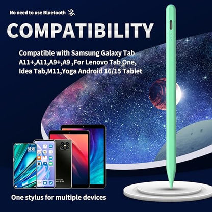 Stylus Pen Android for Samsung Galaxy Tab A11+/A11/A9/A9Plus/A8/A8plus/A7/A7lite Push-Button Switch, Accurate Writing, +2Nibs&Long Battery Life(NW Green) - color: NW Green