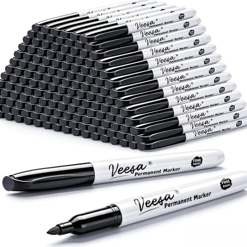 Permanent Markers Black Bulk, Fine Point, 100 Pack Permanent Marker Set for Logistics, Waterproof | Quick-drying, Laboratory & Office Supplies