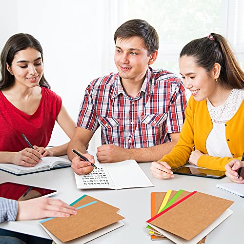 feela 8 Pack Composition Notebooks Bulk, Kraft Cover Lined Blank College Ruled Composition Travel Journals with Rainbow Spines For Women Students Business, 60 Pages, 8.3”x 5.5”, A5, 8 Colors - color: 8 Colors X1