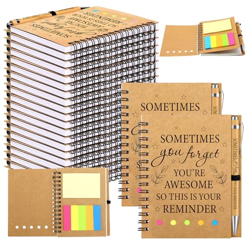 Yeaqee 100 Pcs Employee Appreciation Gifts Inspirational Gifts Set Mini Spiral Notebooks with Pen May You Be Proud of The Work You Do Motivational Thanks Gift for Staff Coworkers (Awesome) - style: Awesome
