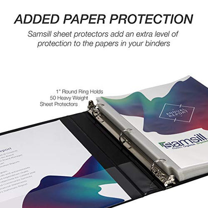 Samsill 4 Pack Durable 1 Inch 3 Ring Binders, Round Ring, Clear View Cover for Presentations, Black - color: Black, size: 1-Inch
