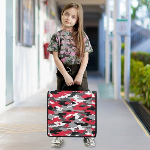 3 Ring Zipper Binder Red Grey Black Camouflage Binders Bag with Shoulder Strap 500 Sheets Paper Organizer Trapper Keeper Documents Storage File Folder for School Office - color: A124