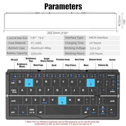 SIKAI CASE Foldable Bluetooth Keyboard with Magnetic Stand,Aluminum Alloy Mini Quiet Folding Portable Lightweight Travel Rechargeable Pocket for Tablet,iPad, Phones, Black - color: Black