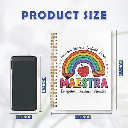 JUDFNCDE Teacher Maestra Appreciation Gifts, Regalo Para Maestra, Rainbow Hardcover Notebook Journal 5.5 x 8.3 - color: Maestra-Rainbow