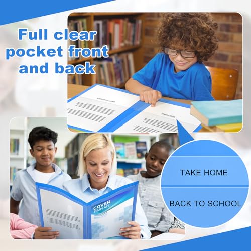Henoyso 24 Pcs Plastic Folders with Clear Front Pockets Heavy Duty Take Home Back to School Pockets Homework Folders for School Students Parent Teacher Classroom Communication (Blue) - color: Blue