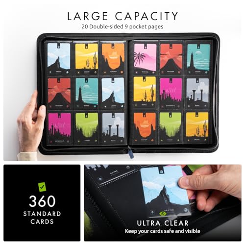 Vault X 9 Pocket Zip Trading Card Binder 360 Cards Exo-Tec (Blue) | Holds 360 standard-size TCG cards in 20 side-loading 9-pocket pages. Padded, water-resistant Exo-Tec cover. - color: Blue, size: 6.8cm x 9.7cm