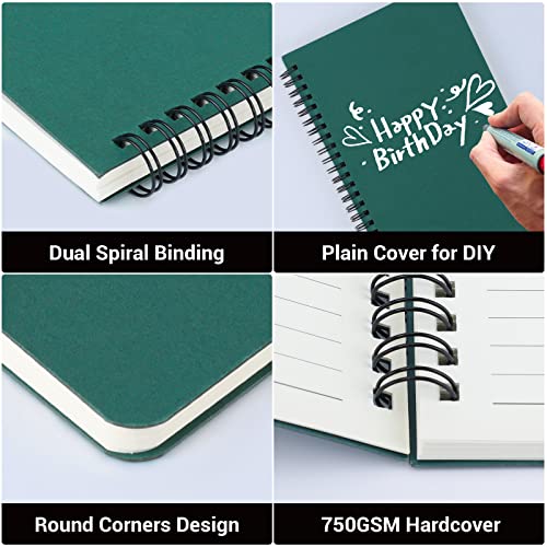 EUSOAR Hardcover Spiral Lined Notebook, A5 6 Pack 5.5" x 8.3" 120 Pages Lined Travel Writing Notebooks Journal, Students College Office Business Subject Diary Ruled Spiral Book Journal - color: Dark green, size: 6 Packs